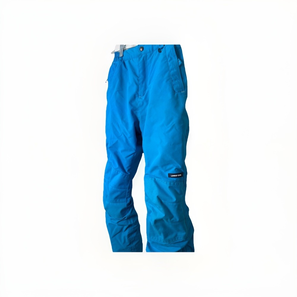 Lands End Kids Snow Pants Size 12S Blue Elastic Waist Grow-a-longs Pockets - Picture 2 of 14